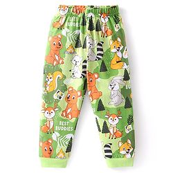 Babyhug Cotton Knit Full Sleeves Night Suit With Animals Print  - Green