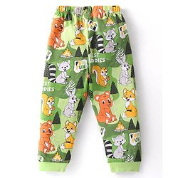 Babyhug Cotton Knit Full Sleeves Night Suit With Animals Print  - Green