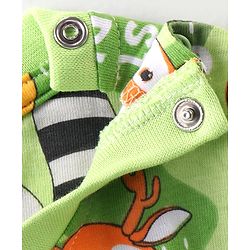 Babyhug Cotton Knit Full Sleeves Night Suit With Animals Print  - Green