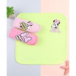 Babyhug Disney Interlock Knit Hand & Face Towel  With Minnie Mouse Graphics Pack of 3 L 30 x B 30 cm - Multicolor