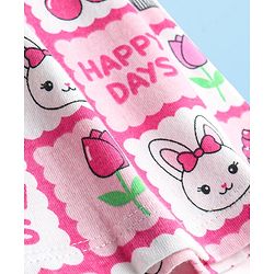 Babyhug Cotton Knit Full Sleeves Peter Pan Collared Frock With Bloomer Kitten & Floral Print - Pink