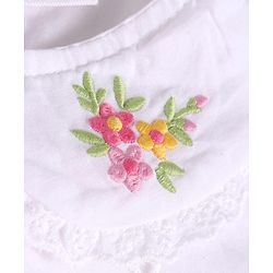 Babyhug Single Jersey Knit Full Sleeves Top & Skirt Set With Floral Print & Embroidery - White & Navy Blue