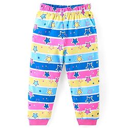 Babyhug Cotton Knit Full Sleeves Night Suit With Text & Stripes Print - Blue