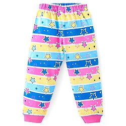 Babyhug Cotton Knit Full Sleeves Night Suit With Text & Stripes Print - Blue