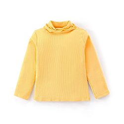 Babyhug Cotton Knit Full Sleeves Top & Floral Printed Skirt With Suspender - Yellow