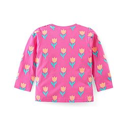 Babyhug Cotton Knit Full Sleeves Floral Printed Night Suit - Pink