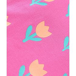 Babyhug Cotton Knit Full Sleeves Floral Printed Night Suit - Pink