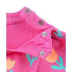 Babyhug Cotton Knit Full Sleeves Floral Printed Night Suit - Pink