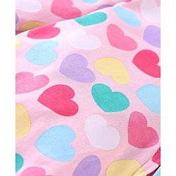 Babyhug Cotton Knit Full Sleeves Sleep Suit With Hearts Print - Pink