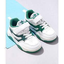 Cute Walk by Babyhug Velcro Closure Sneakers -White & Green