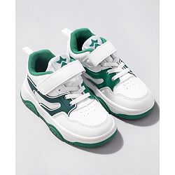 Cute Walk by Babyhug Velcro Closure Sneakers -White & Green