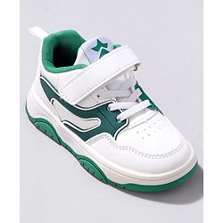 Cute Walk by Babyhug Velcro Closure Sneakers -White & Green