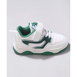 Cute Walk by Babyhug Velcro Closure Sneakers -White & Green
