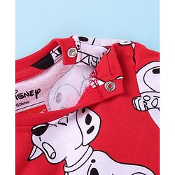 Babyhug Disney Single Jersey Knit Full Sleeves Night Suit with 101 Dalmatians Print - Red