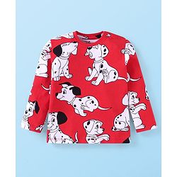 Babyhug Disney Single Jersey Knit Full Sleeves Night Suit with 101 Dalmatians Print - Red