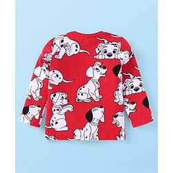 Babyhug Disney Single Jersey Knit Full Sleeves Night Suit with 101 Dalmatians Print - Red