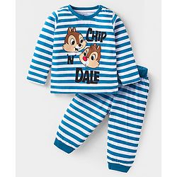 Babyhug Disney Single Jersey Knit Full Sleeves Night Suit With Chip N Dale Graphics - Light Blue