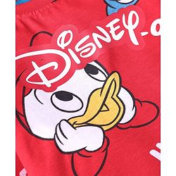 Babyhug Disney Cotton Knit Full Sleeves Night Suit With Donald Duck & Friends Print - Red
