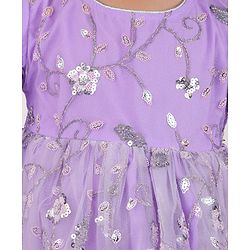 Babyhug Woven Three Fourth Sleeves Sequinned Kurta Gharara Set with Net Dupatta-Lavender