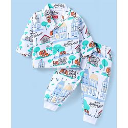 Babyhug Disney Single Jersey Knit Full Sleeves Night Suit with Lady & The Tramp Graphics - White