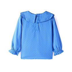 Babyhug Rayon Woven Full Sleeves Polka Dot Printed Top With Peter Pan Collar - Blue