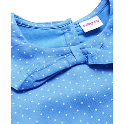 Babyhug Rayon Woven Full Sleeves Polka Dot Printed Top With Peter Pan Collar - Blue
