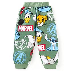 Babyhug Disney Single Jersey Knit Full Sleeves Night Suit With Disney Characters Print - Green
