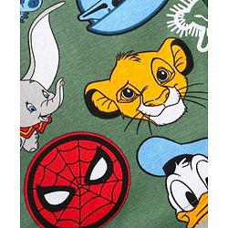 Babyhug Disney Single Jersey Knit Full Sleeves Night Suit With Disney Characters Print - Green