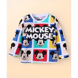 Babyhug Disney Single Jersey Knit Full Sleeves Night Suit with Mickey Mouse Graphics- Red Blue & Yellow