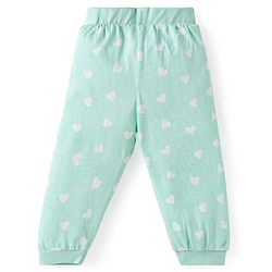 Babyhug Disney Cotton Knit Full Sleeves Night Suit With Minnie Mouse Graphics - Sea Green
