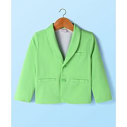 Babyhug Knit Full Sleeves Solid Colour Blazer with Top & Trouser Set - Light Green