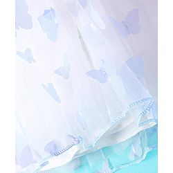 Babyhug Puffed Sleeves Fit And Flare Party Wear  Frock  With Butterfly & Bow Applique - White &  Lavender
