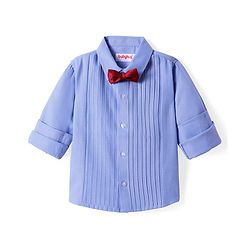 Babyhug Cotton Woven Full Sleeves Oxford Party Shirt with Bow - Blue