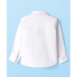 Babyhug Cotton Woven Full Sleeves Party Oxford Shirt Solid Colour With Bow - White