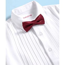 Babyhug Cotton Woven Full Sleeves Party Oxford Shirt Solid Colour With Bow - White