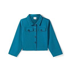 Babyhug Woven Full Sleeves Solid Colour Party Collared Top & Skirt Set with Pockets - Teal Blue