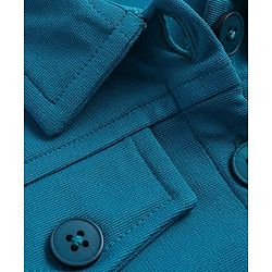Babyhug Woven Full Sleeves Solid Colour Party Collared Top & Skirt Set with Pockets - Teal Blue