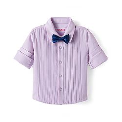 Babyhug Cotton Woven Full Sleeves Oxford Party Shirt with Bow - Lilac