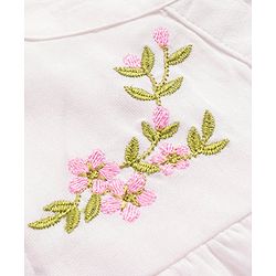 Babyhug Rayon Woven Full Sleeves Mandarin Collared Top with Floral Embroidery - White