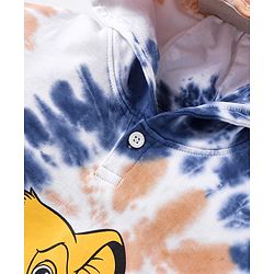 Babyhug Disney Cotton Knit Half Sleeves Hooded Tie & Dye Sweatshirt & Shorts Set With Lion King Graphics & Badge Detailing - Brown & Navy