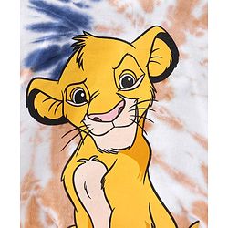 Babyhug Disney Cotton Knit Half Sleeves Hooded Tie & Dye Sweatshirt & Shorts Set With Lion King Graphics & Badge Detailing - Brown & Navy