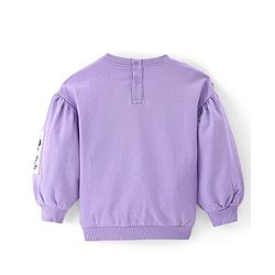 Babyhug Disney Terry Knit Full Sleeves Sweatshirt with Minnie Mouse Graphics & Bow Applique - Lavender