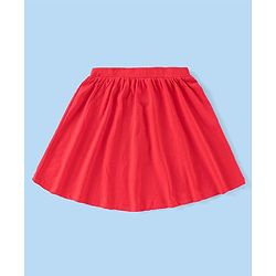 Babyhug Disney Cotton Knit Half Sleeves Top & Skirt Set With Mickey Mouse Graphics & Badge Detailing - Red & White