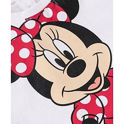 Babyhug Disney Cotton Knit Half Sleeves Top & Skirt Set With Mickey Mouse Graphics & Badge Detailing - Red & White