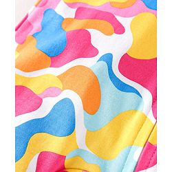 Babyhug 100% Cotton Knit Full Sleeves Printed Hooded Front Open  Romper - Pink Yellow & Red