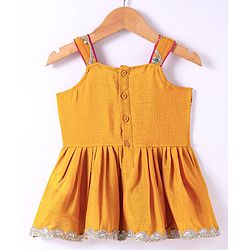 Babyhug Woven Sleeveless Embroidered Choli & Flared Lehenga with Dupatta - Dark Pink & Orange