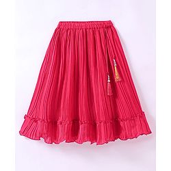 Babyhug Woven Sleeveless Embroidered Choli & Flared Lehenga with Dupatta - Dark Pink & Orange