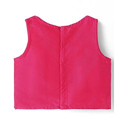 Babyhug Woven Top with Three Fourth Sleeves Printed Jacket & Palazzo - Light Green & Dark Pink