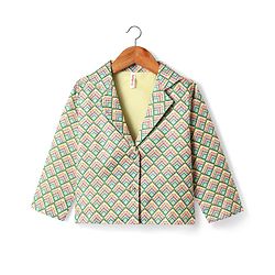 Babyhug Woven Top with Three Fourth Sleeves Printed Jacket & Palazzo - Light Green & Dark Pink