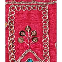 Babyhug Chiffon Woven Sleeveless  Lehenga Choli with Dupatta Set Floral Embroidery - Dark Pink